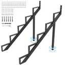 Steel Stair Step Riser 5-Step, Metal Stair Stringer with Reinforcing Support Legs, Heavy Duty Steel Stair Stringer for 42.5" Height Deck and Outdoor Steps (2 Pack)