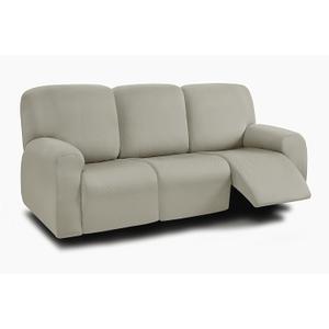 ULTICOR 8-Pieces Recliner Sofa Covers, Yarn Dyed Stretch Reclining Couch Covers for 3 Cushion Reclining Sofa Slipcovers Thick Soft Washable (Ivory, 3 Seater Recliner Cover)