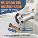 Tub Spout with Pull Down Diverter Slip-Fit Bathtub Faucet Spout Replacement, 1/2 Copper Pipe Connection, Easy Installation, Universal for Bathroom Shower (Brushed Nickel)