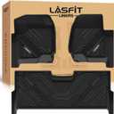 LASFIT Floor Mats for Ford F250 F350 F450 2017-2025 Crew Cab Front Bucket Seat | Rear W/Fold-Flat Storage Carpet Floor Super Duty All Weather Protector TPE Car Floor Liner, 1st & 2nd Row, 3pcs Black