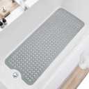 Bath Tub and Shower Mats, Non Slip 40 x 16 Inch Extra Large Bathtub Mat, Machine Washable Bathmat with Drain Holes, Suction Cups for Bathroom Floor, Gray (Gray)