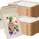 60 Pcs Wooden Picture Frames for Crafts, 4 x 6 inch DIY Wood Frame Bulk, Small Unfinished Standing Paintable Photo Frame for Home Birthday Party Wedding Decor