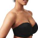 HSIA Strapless Bras for Women Large Breasts Non Slip Full Coverage Underwire Supportive Multiway Strapless Bra Plus Size (Black) 36D