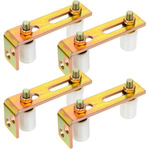 MorningRo 4 Pack Slide Gate Guide Roller Adjustable Dual Nylon Rollers with L Rear Post Bracket Sliding Gate Kit Support Assembly Rolling Hardware Kit, 25/16" Max Capacity