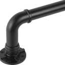 Black Industrial Curtain Rod for Windows 48-86 Inches - Rustic 1 Inch Rod for Indoor or Outdoor Use, Adjustable from 30 to 86 Inches