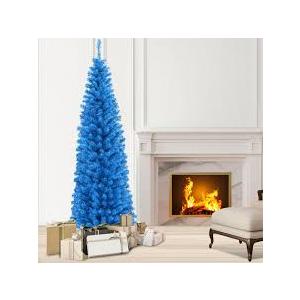 6 Feet Unlit Artificial Christmas Halloween Pencil Tree with Metal Stand Black