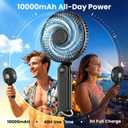 Portable Handheld Fan, 10000mAh Rechargeable Personal Fan for 40H, 6-Inch Ultra Quiet Foldable Hand Fan, 5-Speed Gentle Airflow Battery Operated Fans for Travel Outdoor Lash Makeup Gifts for Women
