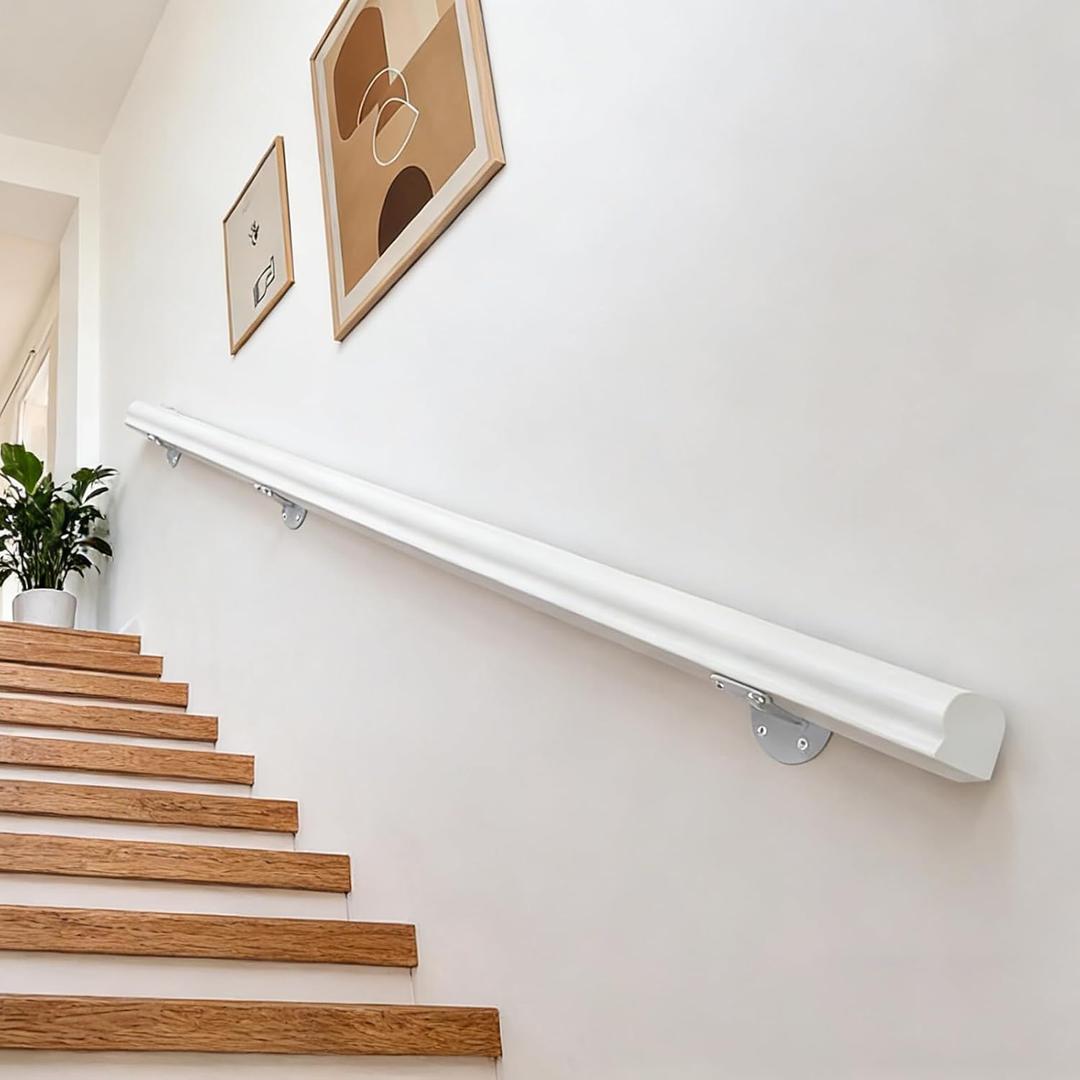 Wooden Handrails, 1-14ft Non-Slip Staircase Handrail,Wall Mounted Barrier-Free Staircase Grab Bar for Elderly, for Home Garden Corridor Lofts Kindergarten Guardrail Decking Railings (4FT)