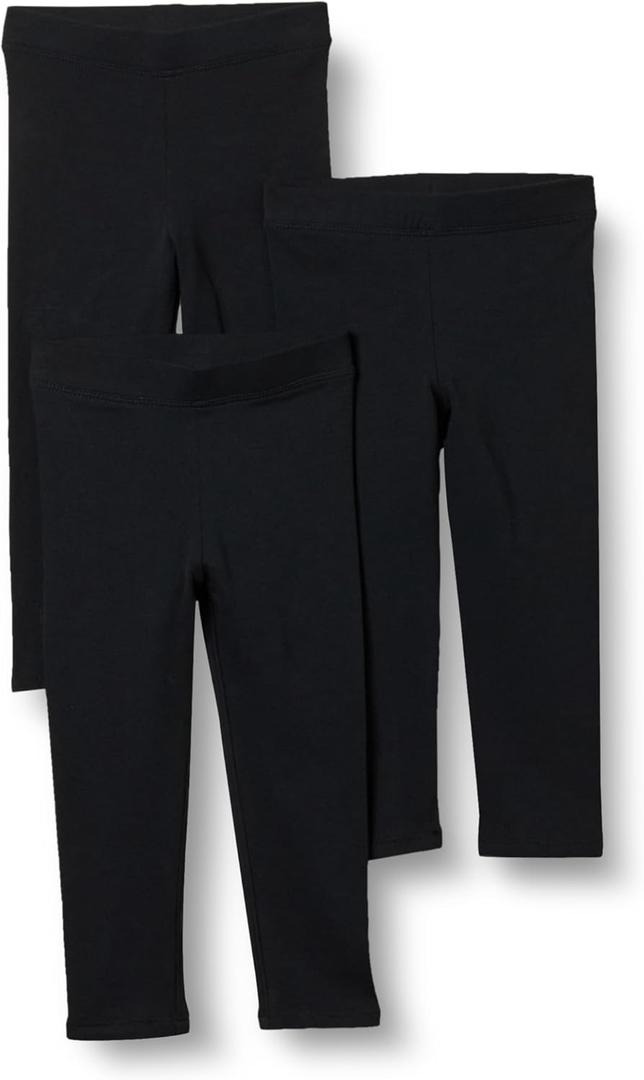 Amazon Essentials Big Girl's Girls' 3-Pack Leggings Pants, black/black/black, XL (12)