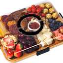 Charcuterie Board with Clear Locking Lid, Portable Travel Cheese Board & Snack Tray with Handle, 6-Compartment Charcuterie Boards, Reversible Cutting Board for Parties, Potlucks, Housewarming Gifts