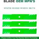 Z515E M143520 Blades for John Deere 54 inch Mower z375r z515e z530m z445 z425 z525e z345r x570 x590 x500 x530 z435 54'' Deck Zero Turn Tractor M145516 M152726 396-719 UC22010