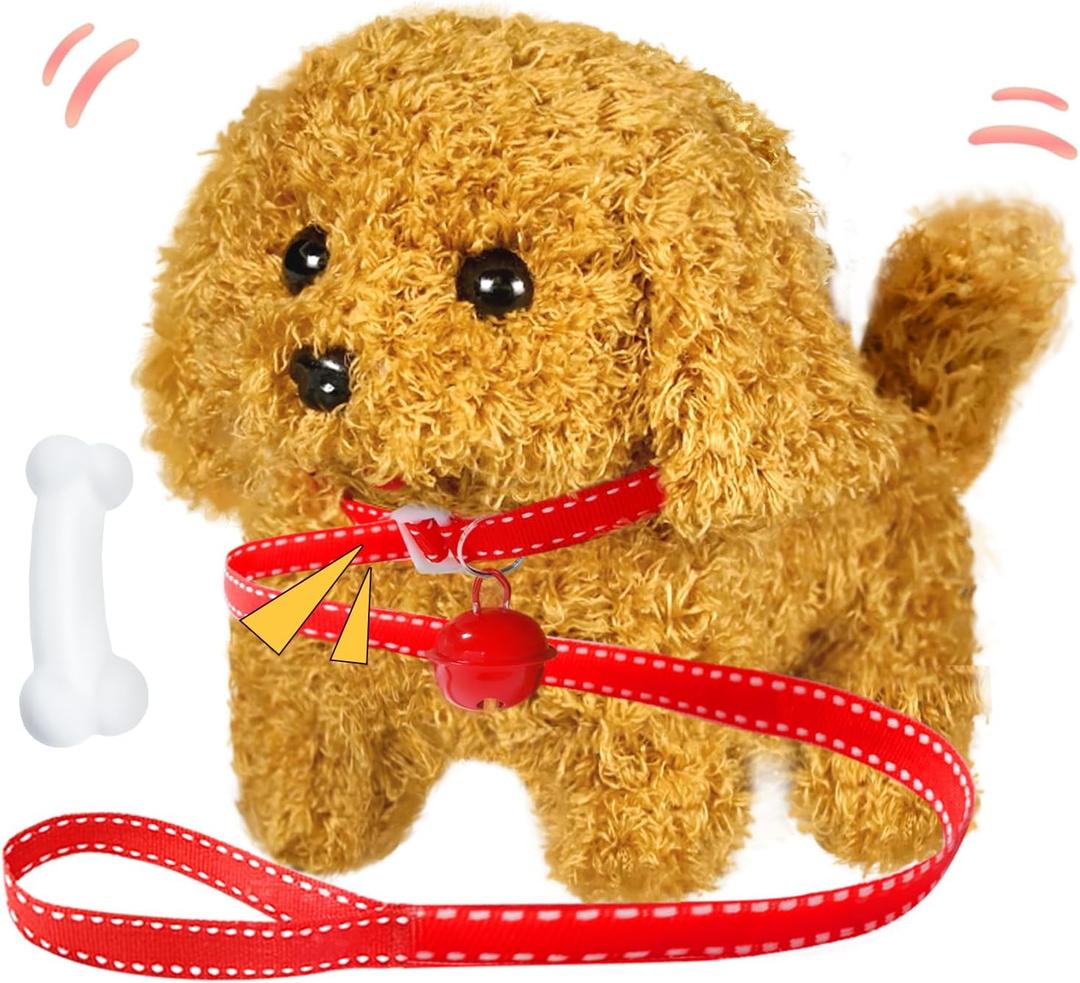 Walking Dog Toy - Electronic Pet with Leash, Bell, Bone, Christmas Birthday Gifts Puppy Dog Toy for Kids Ages 3-8
