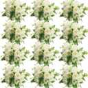 12 Bundles Peonies Artificial Flowers Artificial Peonies Silk Flowers Fake Peonies Artificial Flowers Wedding Home Table Decoration Realistic Peonies Bouquet for Centerpiece Table (White)