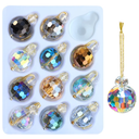 12 Pcs Multicolor Crystal Glass Christmas Balls Ornaments, 0.87" Mini Colorful Prism Ball Xmas Tree Decorations, Hanging Ornament Clearance for Wedding Party Home Decor(Multicolor)