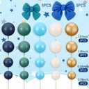 Threehoney 60 Pcs Sage Green Navy Blue Balls Cake Toppers and Bow Cake Decorations Birthday Jungle Safari Baby Shower Bridal Showers Graduation Engagements Weddings Bear Theme Party Decoration