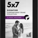Americanflat 5x7 Picture Frame with Shatter-Resistant Glass - Signature Collection - Gallery-Style Frames Made of Engineered Wood - Photo Frame for Tabletop and Wall Display - Black
