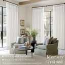 Beige White Pinch Pleated 96 Inch Curtains 2 Panel Set for Living Dining Room Neutral Thick Linen Semi Sheer Ceiling Track Curtain Light Filtering Privacy Bedroom Drapes Window Treatment W50xL96