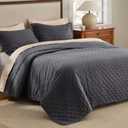 Bedsure Twin Quilt - Ultra Soft Twin XL Quilt Bedding for Dorm Decor, Lightweight All-Season Comforter, Charcoal Bedspread Coverlet with Clover Pattern, 68 x 86 Inches | Stitch-Free Quilting, Ultra Soft, Lightweight, Machine Washable, Pet-Friendly