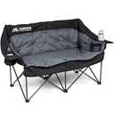 Oversized Double Camping Chair Padded Camping Chairs for Adults, Black