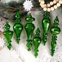 Mercury Glass Christmas Tree Decorations, 6Pcs Hanging Finial Ornaments, Vintage Decorative Glass Ornaments for Christmas Tree Winter Wonderland Wedding Baby Shower Party Holiday Decor, Green