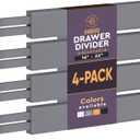 4 Pack Drawer Dividers Bamboo 2.6" High, 16-22" Adjustable Drawer Organizers for Clothes, Expandable Dresser Separators in Bedroom/Bathroom/Kitchen/Office Organization and Storage (Grey)