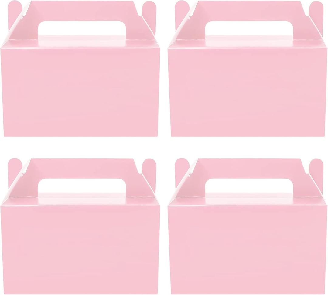 Oletx 12Pcs Pink Gable Gift Boxes, Party Favor Treat Box, Goodie Box, Cookie Candy Box for Princess Birthday Party, Baby Girl Shower, Classroom Activity and Any Fun Occation Decoration Supplies.
