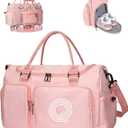 Elilier Duffel Bag for Girls Women, Birthday Gifts for Girls Kid Teen Adult, Initial Sport Duffel Bag for Travel, Gym, Dance, Weekender, Overnight, with Shoe Compartment & Water Resistant