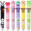 Multicolor Ballpoint Pen 0.7 mm, 10-in-1 Colored Pens Fine Point Retractable Cute Cartoon Animal Ballpoint Pens for Back to School Office Supplies Students Kids Gifts, 6 Pack