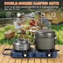 304 Stainless 2 Burner Propane Camping Stove with Griddle,Portable Floding Propane Camp Stoves with 24000BTU,Compatible with Grill Pan,Kettles & Cookware