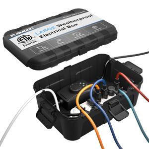 Flemoon Large Outdoor Electrical Box (12.5 x 8.5 x 5 inch), IP54 Waterproof Extension Cord Cover Weatherproof, Protect Outlet, Plug, Socket, Timer, Power Strip, Holiday Light Decoration, Black