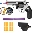 Toy Gun, Soft Bullet Toy Revolver, Game Catapult Toy Gun Foam Blaster, can fire Sponge Bullets, Educational Model Toys, Suitable for Children's Gifts from 6 Years Old(Silver)