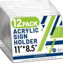 Aheroi 12Pcs Acrylic Sign Holder 8.5 x 11, Horizontal Clear Sign Holders 8.5 x 11, L-Shape Acrylic Paper Holder, Plastic Sign Holder Paper Holder Display Stand for Menu Document Picture Frames