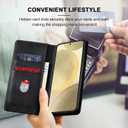 Jasonyu Flip Wallet Case for Samsung S24 5G,Leather Magnetic Folio Cover with Card Holder,Kickstand - TPU Shockproof Durable Protective Phone Case,Black