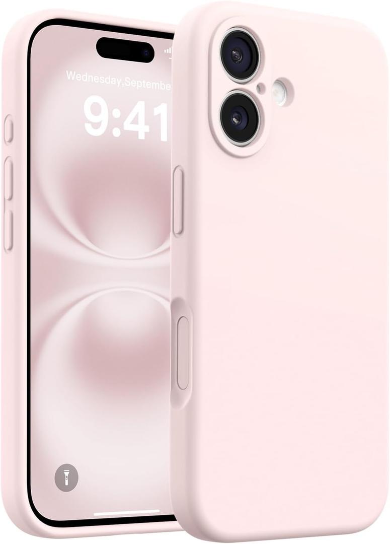 AOTESIER Magnetic Case for iPhone 16, Upgraded Silicone | Full Camera Protection | Integrated Camera Control Button | MagSafe Compatible | Anti-Scratch Microfiber Lining Phone Case, Chalk Pink