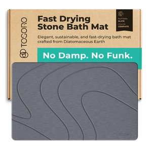 TOSORO - Stone Bath Mat Diatomaceous Earth Shower Mat Non-Slip Super Absorbent Diatomite Stone Bath Mats for Bathroom Floor Quick Drying Natural Easy to Clean (23.5 x 15) - Graphite