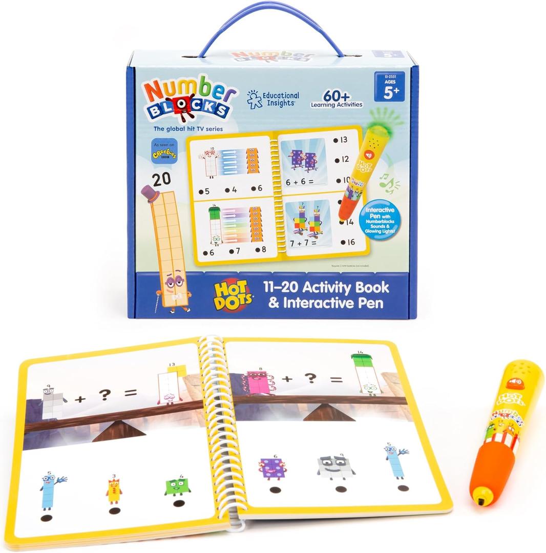 Educational Insights Hot Dots Numberblocks Workbook Numbers 11-20 with Interactive Pen, 60+ Activities, Gift for Kids Ages 5+