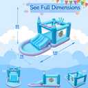 Outdoor Inflatable Water Park for Kids, PVC Water Slide Bounce House, Basketball Hoop, Ball Pit, Rings, Target Game, Jumping Castle with Blower, 133" L x 70" W x 65" H