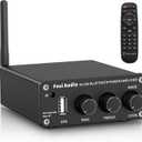 Fosi Audio BL20A 200W Bluetooth 5.0 Home Audio Stereo Amplifier Hi-Fi Mini Class D Integrated Amp with U-Disk/3.5MM AUX/RCA Input and Remote Control for Home Passive Theater Speaker with Power Supply