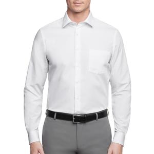 Van Heusen Men's Regular Fit Poplin Solid Spread Collar Dress Shirt (White, L)