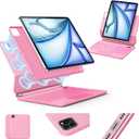 Keyboard Case for iPad Air 13 inch (M3 2025/M2, 2024),iPad Pro 12.9 inch (3/4/5/6th Gen)Easy-Set Magnetic Stand 7-Color Backlit - Removable Cases with Multi-Touch Trackpad Keyboard for Tablet (Pink)