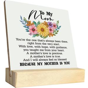 2 x To My Mom Wood Plaque Gift, Gifts for Mom From Daughter, Plaque with Wooden Stand, Meaningful Wood Sign Plaque Gift, Ideas Gift For Mom, Mother's Day Christmas Thanksgiving Birthday Gift B1
