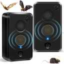 2 Pack Ultrasonic Bat Repellent Devices for Attic House, Battery Operated Bat Repeller for Indoor Outdoor Use, Adjustable Deterrent Device Keep Bats Away, Friendly to Human & Pet(Black)