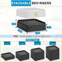 Bed Risers 1 inch, 2 inch, 3 inch, 4 inch Heavy Duty, Adjustable Furniture Riser for Table Desk Couch Sofa Chair Recliner Leg Frame Dorm, Stackable Bed Raisers Blocks (Black 8 Pack, 1+1+1 inch)