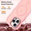 2 x Hualele for iPhone 16 Pro Max Case Cute for Women, Compatible with MagSafe, Military Grade Dropproof Translucent Matte Back Curly Wave Edge Slim Girly Phone Case 16 Pro Max Case, Light Pink