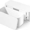 YECAYE 2 Pack Cable Management Box, Pet Friendly Cable Box Organizer for Home & Office, Child-Proof Floor Cord Cover, Cord Management and Cord Hider, White