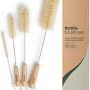 Vove Bottle Brush Set, 4 Natural Sisal Bottle Brushes with Long Bamboo Handles, Plastic-Free Bottle & Straw Cleaner Set, Zero Waste, Stainless Steel Wire, FSC Certified Bamboo, Kraft Packaging