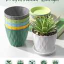 4 Inch Plant Pots with Drainage Holes, 6 Pack Plastic Indoor Flower Pots, Succulent Pots for Orchids, Violets, Succulents, Herbs, and Other Small Plant, 6 Colors