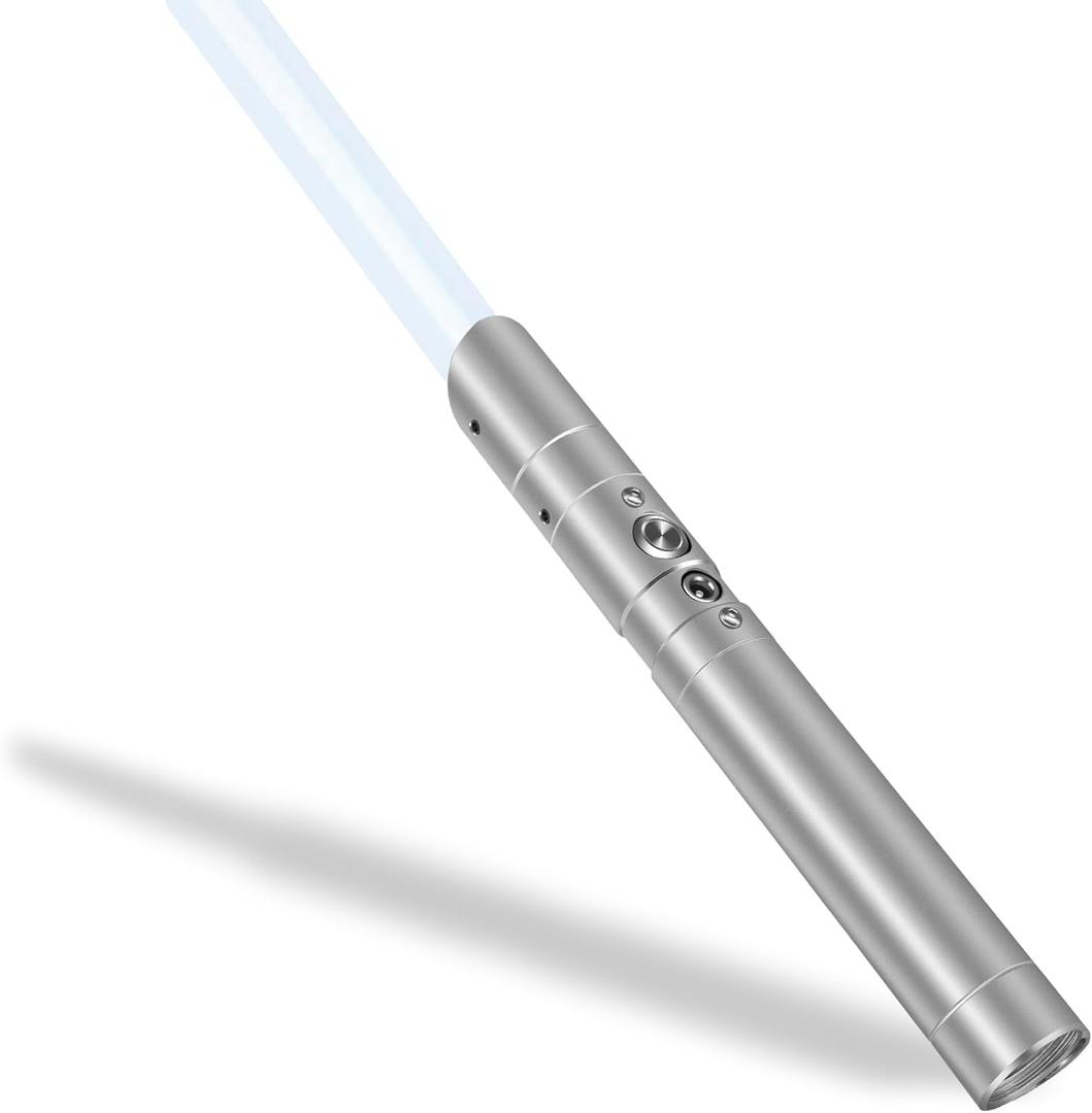 Lightsaber Rechargeable 7 RGB Color Metal Hilt Dueling LED 38inch Light Saber for Adults Cosplay Accessories with Sound Mode (Silver)