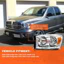 for 2006-2009 Dodge Ram Headlights Assembly for 2006-2008 Dodge Ram 1500, 2006-2009 Dodge Ram 2500/3500 Chrome Housing Amber Reflector Replacement Driver and Passenger Side