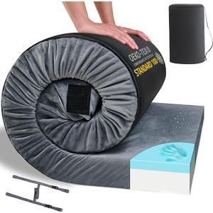 HomeMate CertiPUR-US Memory Foam Camping Mattress Pad Portable Roll Up Mattress for Adults Sleeping Mat Cot Mattress Pad Size Cot